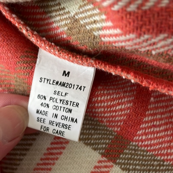 Coral plaid flannel jacket - Picture 4 of 6